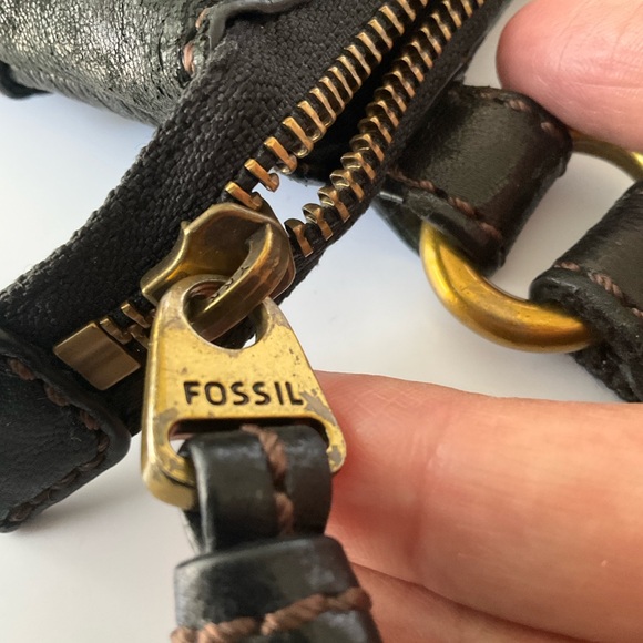 Fossil Black Leather Crossbody with Brass Accent - Picture 13 of 16